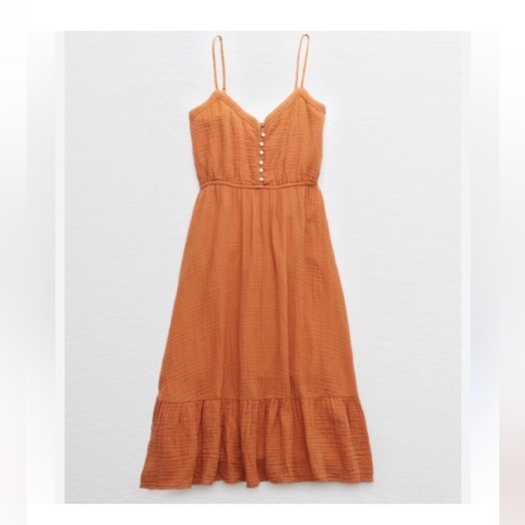 Aerie Tiered Midi Dress in Burnt Orange - Picture 2 of 2